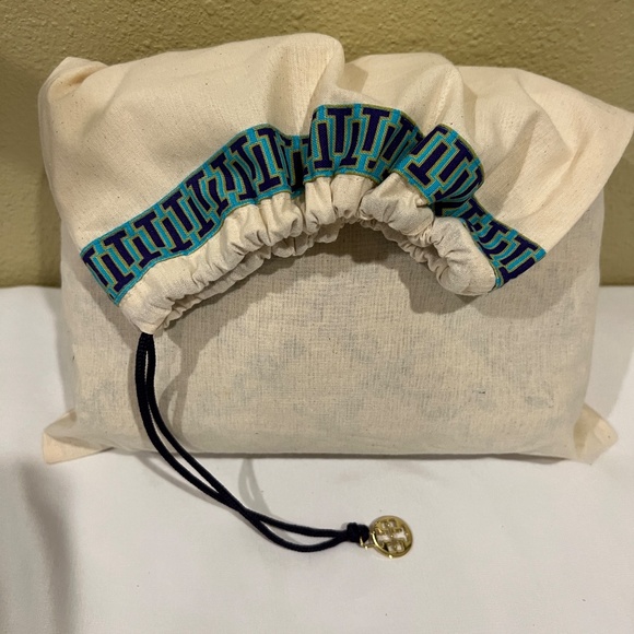 Tory Burch Fleming Soft Straw Raffia Leather Clutch Bag Natural Black Gold EUC - Picture 16 of 16